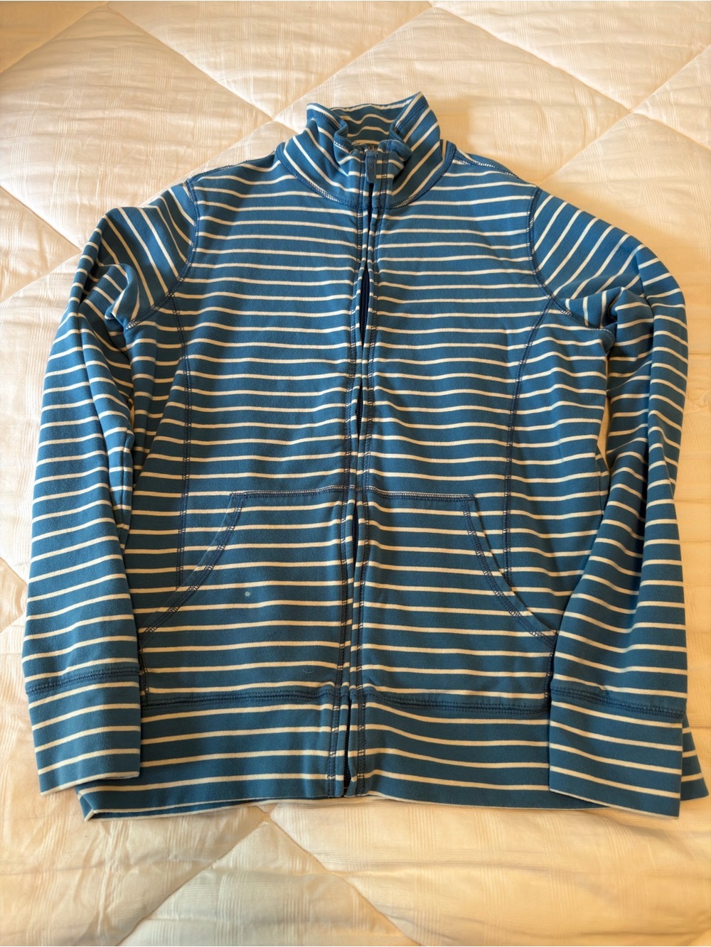 LL Bean Ultra Soft Full Zip Striped Sweater Jacket